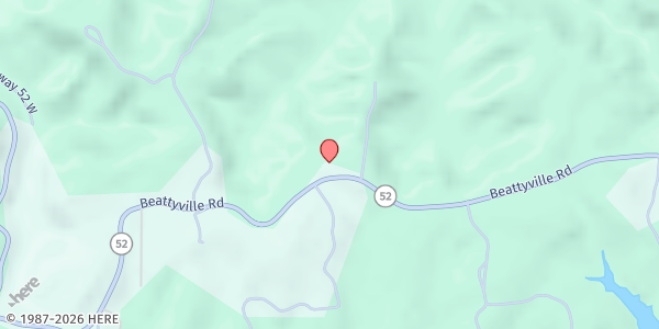 Map showing Pinecrest First Church of God at 7110 KY-52 W, Beattyville, KY