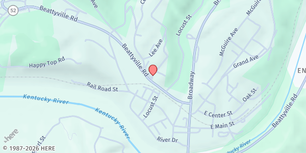 Map showing St Thomas Episcopal Church at 7 Madison St, Beattyville, KY