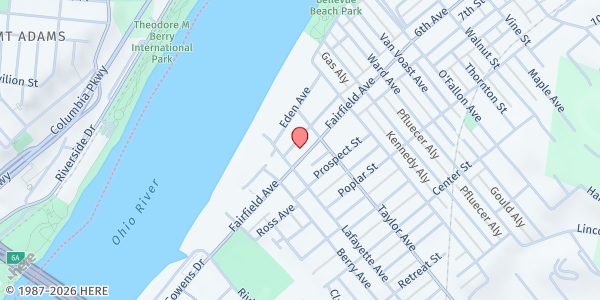 Map showing Campbell County Community Action at 223 Fairfield Avenue, Bellevue, KY