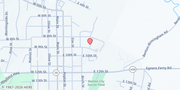 Map showing Marcella's Kitchen at 868 Guy Mathis Dr, Benton, KY