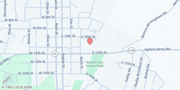 Map showing Marcella's Kitchen (FA) at 868 Guy Mathis Drive, Benton, KY
