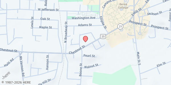 Map showing Berea Baptist Church Food Closet at 310 Chestnut Street, Berea, KY