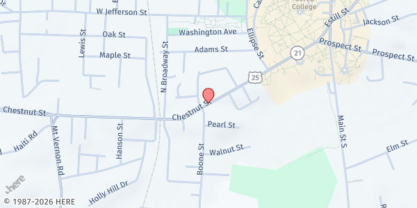 Map showing Berea Faith Community Outreach at 108 Parkway Avenue, Berea, KY