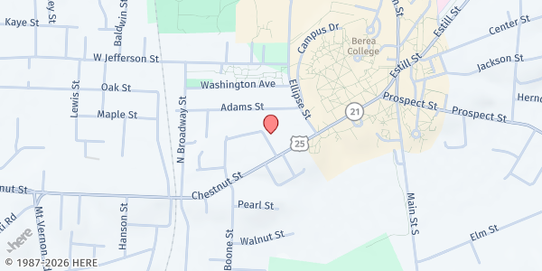 Map showing Berea Food Bank CSFP at 108 Parkway St, Berea, KY