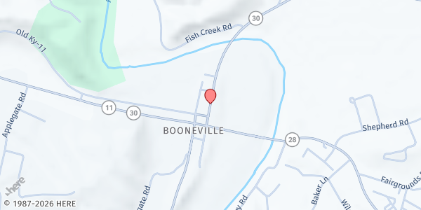 Map showing Department For Human Resources - Booneville at Main St, Booneville, KY