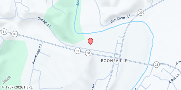 Map showing First Presbyterian Boonville Church at 478 KY-11, Booneville, KY