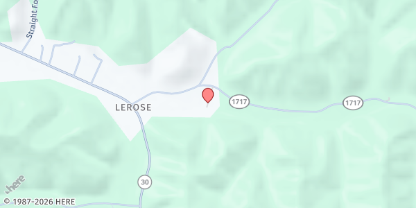 Map showing Lerose Community Church at POB 1531 KY HWY 1717, Booneville, KY