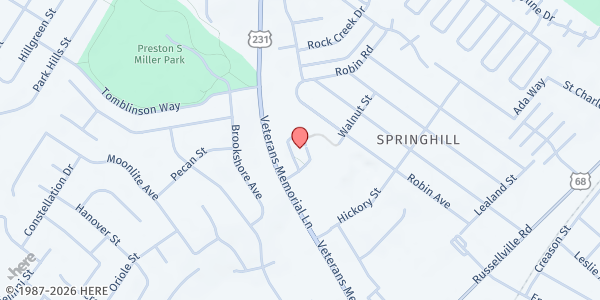 Map showing Faith Methodist Church at 600 Veterans Memorial Ln, Bowling Green, KY