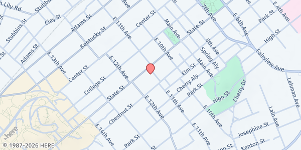 Map showing First Christian Church at 1106 State Street, Bowling Green, KY
