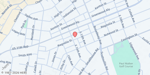 Map showing House on The Hill at 1333 Magnolia Street, Bowling Green, KY