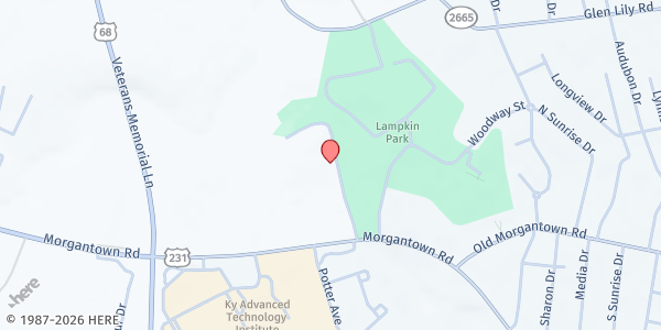 Map showing Mt. Zion Baptist Church-Lampkin Park at 980 Morgantown Road, Bowling Green, KY