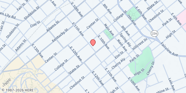 Map showing State Street United Methodist at 416 East 11th Avenue, Bowling Green, KY