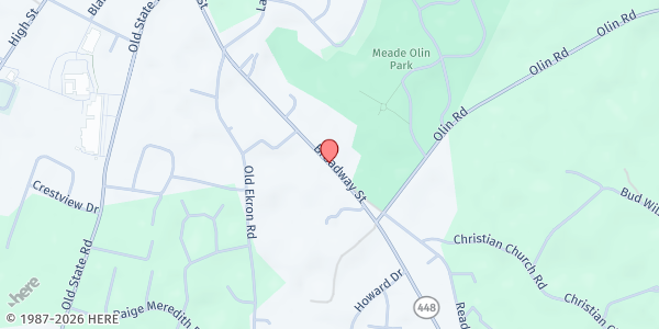 Map showing St. John the Apostle Catholic Church at 515 East Broadway, Brandenburg, KY