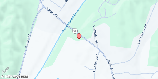 Map showing Burkesville Seventh Day Adventist Church at 1064 South Main Street, Burkesville, KY