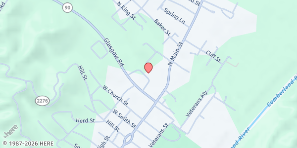 Map showing Cumberland Co. Salvation Army at 150 Glasgow Road, Burkesville, KY