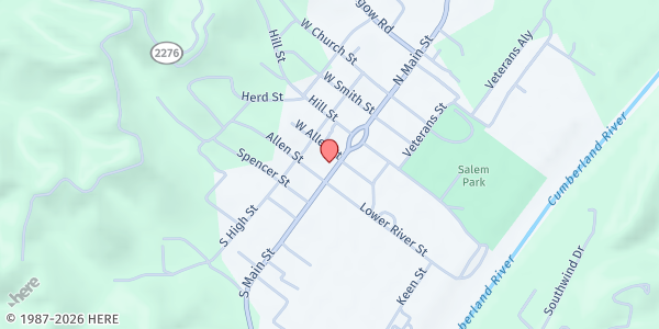 Map showing Feed My Sheep Food Pantry at 118 South Main Street, Burkesville, KY