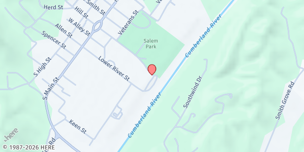 Map showing Lake Cumberland Community Action at 124 Upper River Street, Burkesville, KY