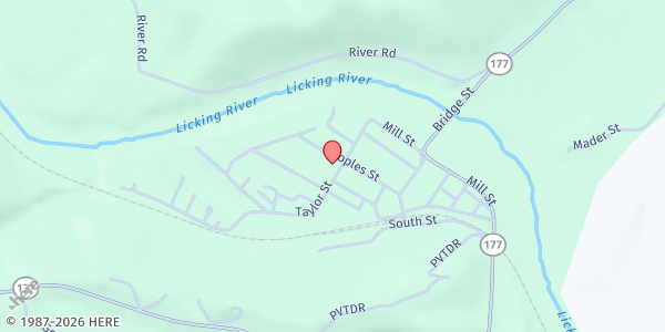 Map showing Butler Baptist Church at 113 Peoples Street, Butler, KY