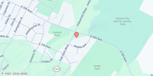 Map showing Calvert City United Methodist Church at 571 Oak Park Blvd, Calvert City, KY