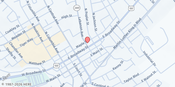 Map showing Campbellsville Christian Church at 302 Lebanon Ave, Campbellsville, KY