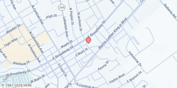 Map showing Taylor County Community Action at 110-B North Jackson Street, Campbellsville, KY