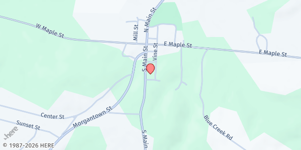 Map showing Caneyville Christian Church at 218 S Main St, Caneyville, KY