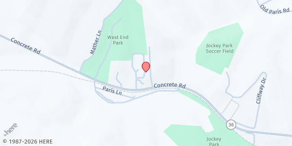 Map showing Nicholas Co. Community Action CSFP at 2323 Concrete Road Suite A, Carlisle, KY