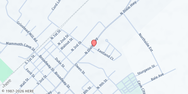 Map showing Pathfinders Food Pantry at 406 North Dixie Highway, Cave City, KY