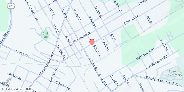 Map showing St. Joseph Catholic Church at 113 S 3rd St, Central City, KY