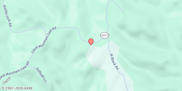 Map showing Slab Camp Christian Church at 900 East Clack Mountain Road, Clearfield, KY