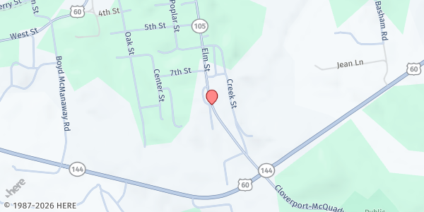 Map showing Cloverport Methodist at 801 Elm St, Cloverport, KY