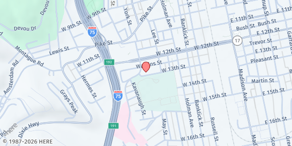Map showing Emergency Shelter of Northern Kentucky at 436 W 13th St, Covington, KY