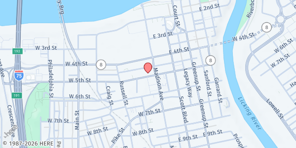 Map showing First Christian Church at 14 W 5th St, Covington, KY