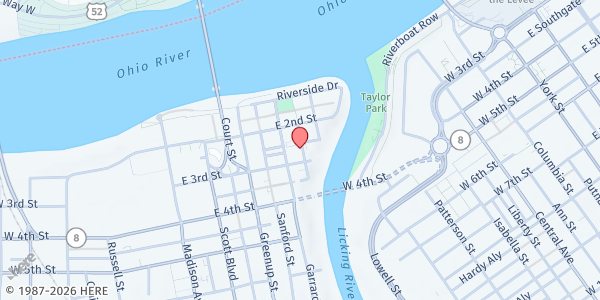 Map showing Garrard Street Church of Christ at 218 Garrard St., Covington, KY