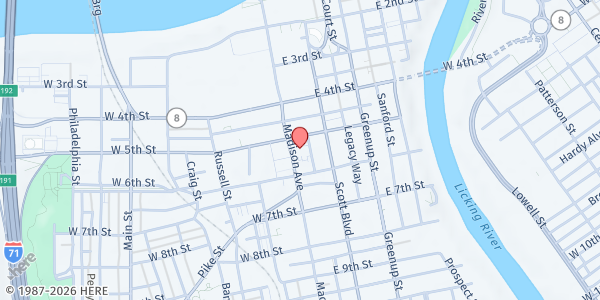 Map showing Gateway Food for Thought Pantry at 516 Madison Ave, Covington, KY