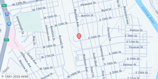 Map showing Parish Kitchen at 1561 Madison Ave, Covington, KY