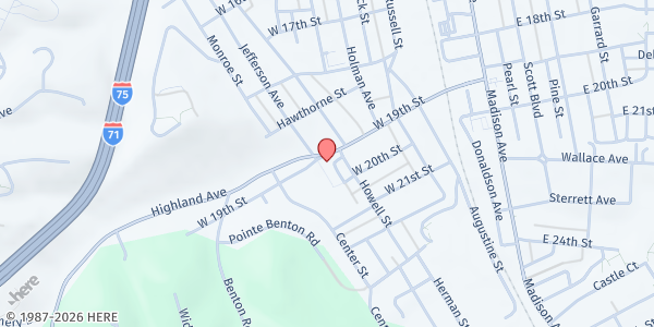 Map showing St. Augustine Parish Outreach at 413 W. 19th St., Covington, KY