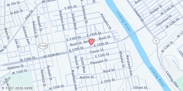 Map showing Welcome House of Northern KY: Shelter at 1132 Greenup, Covington, KY