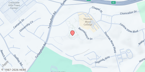 Map showing Thomas Moore University Pantry at 333 Thomas Moore Pkwy., Crestview Hills, KY