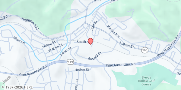 Map showing Saint Stephen Outreach at 304 Central St., Cumberland, KY