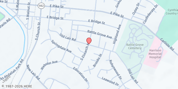 Map showing Harrison Adult Day at 216 Old Lair Rd, Cynthiana, KY