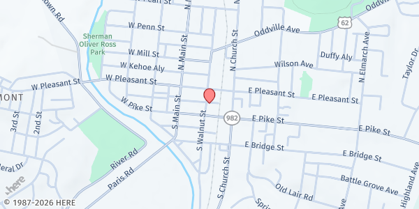Map showing Hope's Helping Hands at 120 S Walnut, Cynthiana, KY