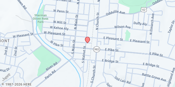 Map showing Living Hope Assembly of God at 120 S Walnut, Cynthiana, KY