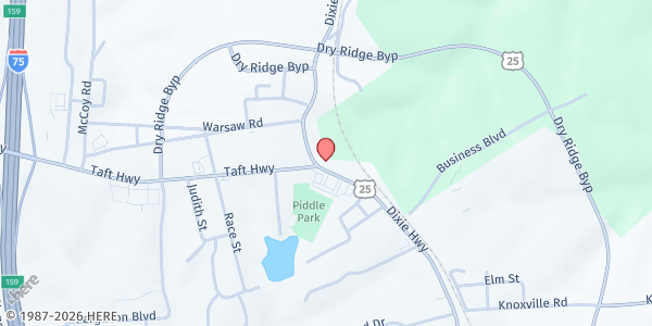 Map showing Larry H. Spears Foundation Kitchen at 11 S Main Street, Dry Ridge, KY