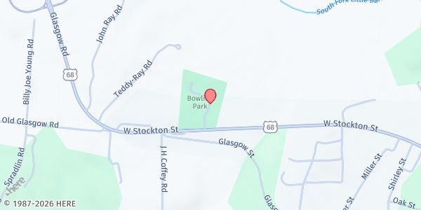 Map showing George K. Bowling Community Park at 1608 W. Stockton St., Edmonton, KY