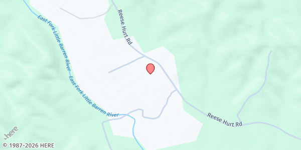 Map showing Revenna Separate Baptist Church at 1400 Reese Hurt Road, Edmonton, KY