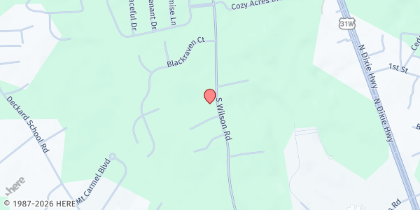 Map showing Christ Dependent Community Church at 5687 South Wilson Road, Elizabethtown, KY