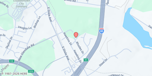 Map showing Immanuel Baptist Church at 800 Rhodes Dr., Elizabethtown, KY