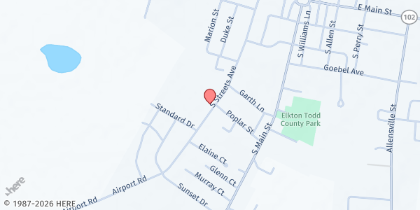 Map showing Interfaith, Todd Co. at 602 Streets Avenue, Elkton, KY