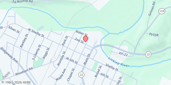 Map showing Catholic Charities-Pendleton at 202 2nd Street, Falmouth, KY